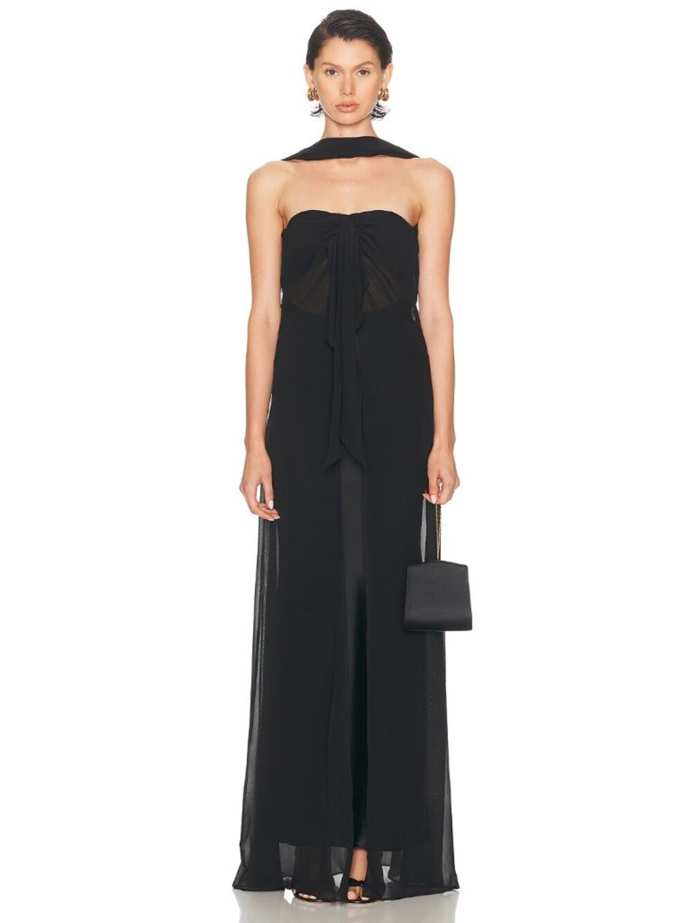 Christopher Esber Reverse Halter Silk Dress in Black